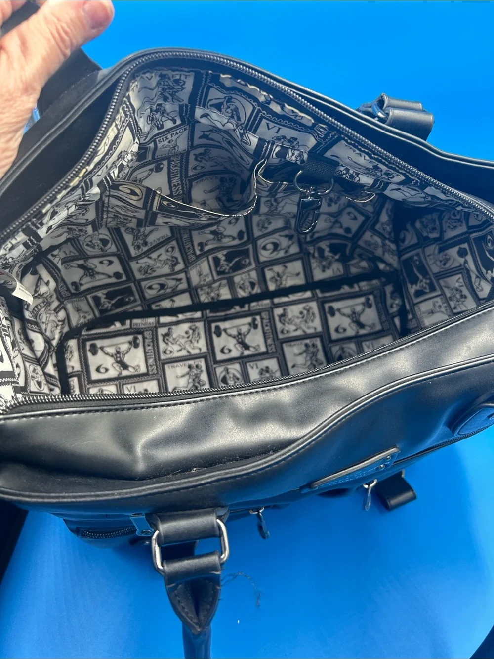 Six Pack Fitness Black Travel Tote with Multiple Zip Pockets